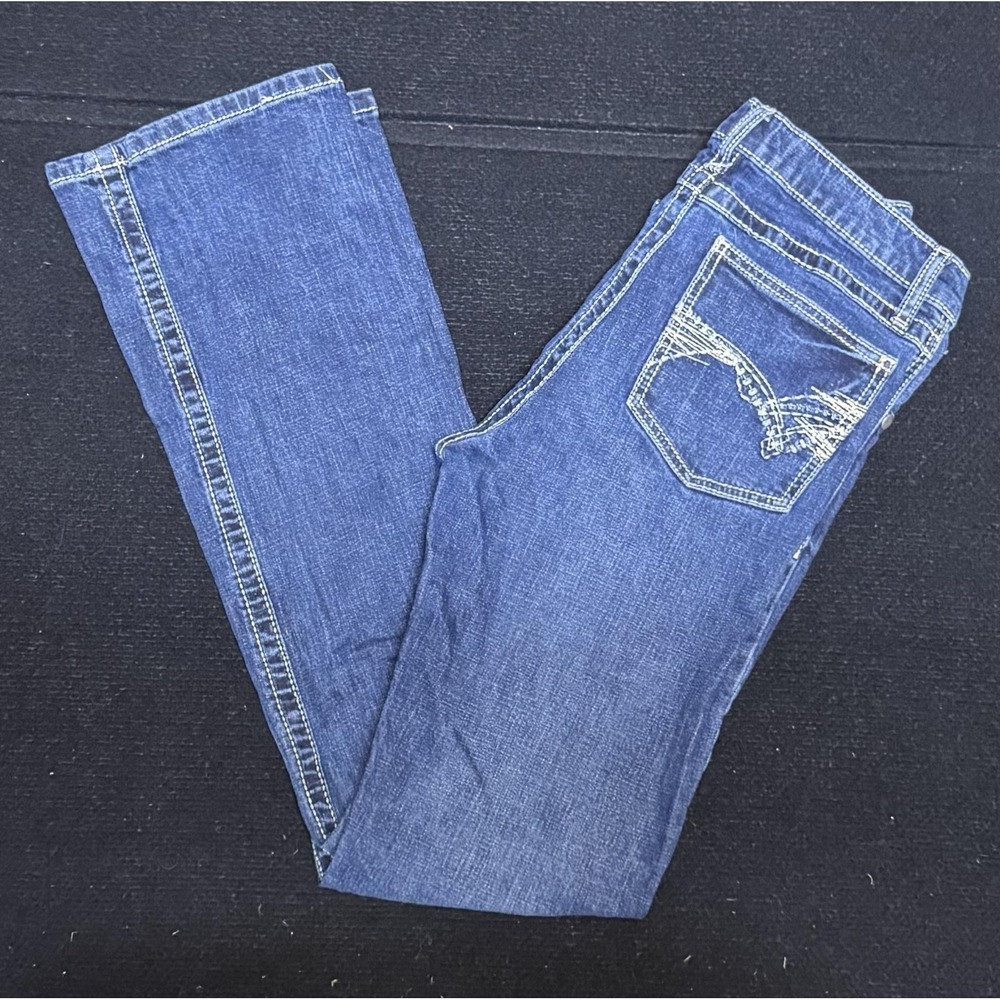 Wrangler 20X Jeans Boys 18 Blue Medium Wash Bootcut Embroidered Stretch Denim